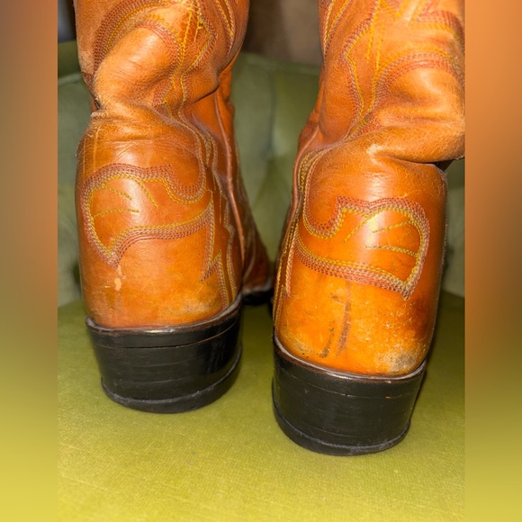 VINTAGE USA COWTOWN OSTRICH LEATHER ENGINEER BOSS BOOTS 10B - Picture 10 of 14